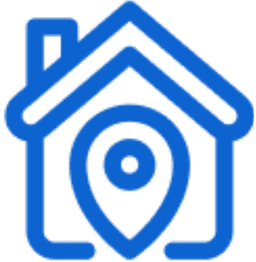 house with a location marker icon